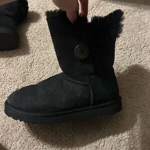 UGG Black Winter Boots with Button Detail